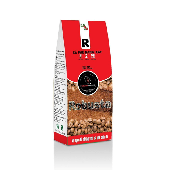 Cà Phê Robusta – Rang Xay - Pha Phin – 250gr Hương Vị Cân Bằng Mùi Thơm Nhẹ, Vị Êm Thương Hiệu Rovina Coffee