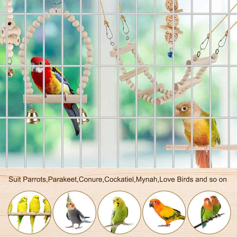Đồ chơi vẹt đuôi dài Một mẻ đĩa chín vẹt đuôi dài được làm bằng gỗ tự nhiên được dùng cho những cái lồng vẹt, tổ, xích đu, dây chuyền và vẹt nhỏ để nhai đồ chơi