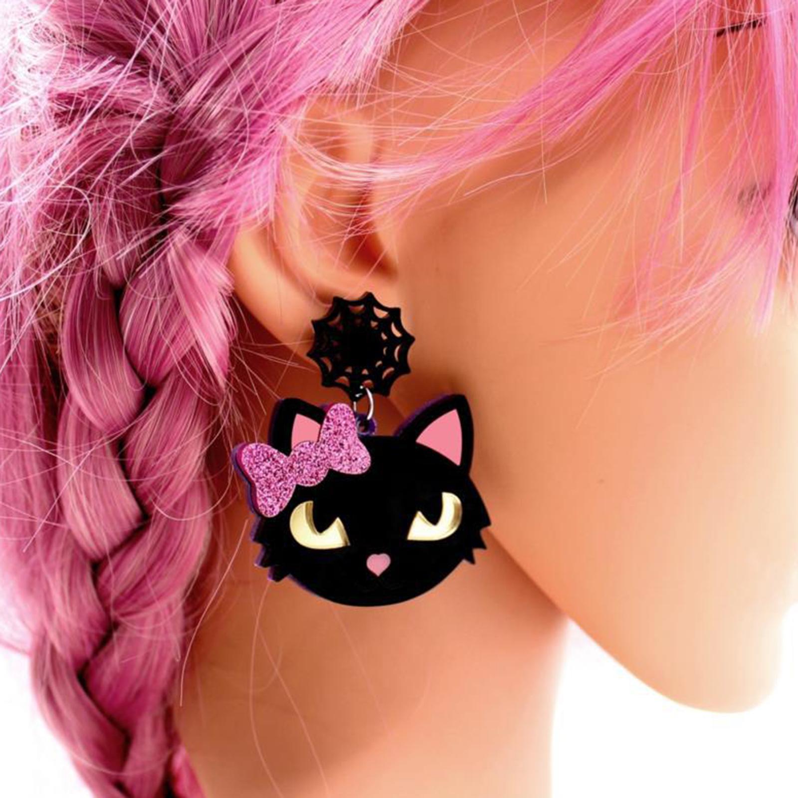 2Pcs Halloween Earrings Charms Decor Fashion Halloween Costume Accessories Cute Halloween Jewelry Stud Earrings for Party Festival Halloween