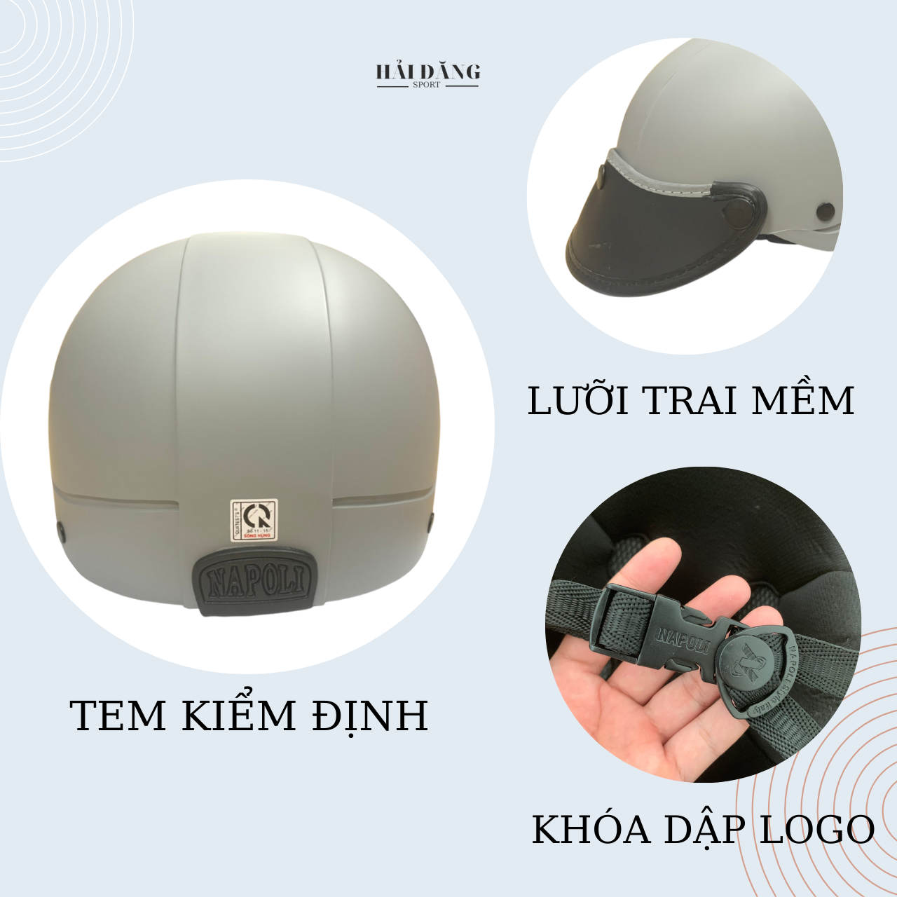 Mũ Bảo Hiểm 1/2 Đầu Napoli NS-N088 Chính Hãng - Màu Kem Nhám Freesize 54 -57 cm