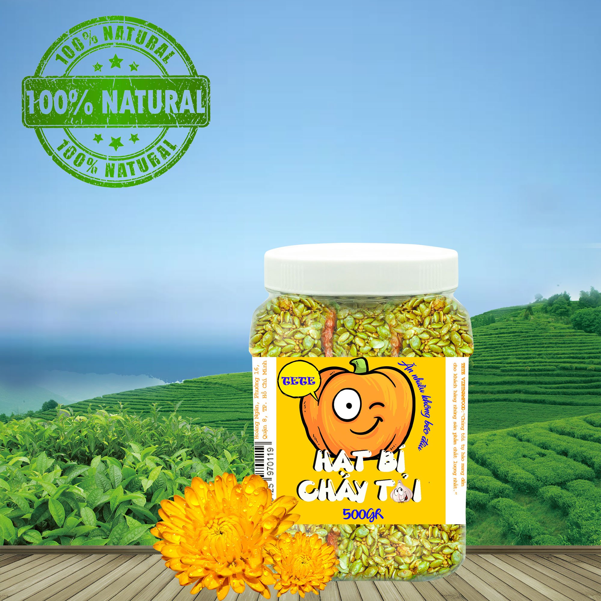 Hạt Bí Xanh Cháy Tỏi TETE 500 gram