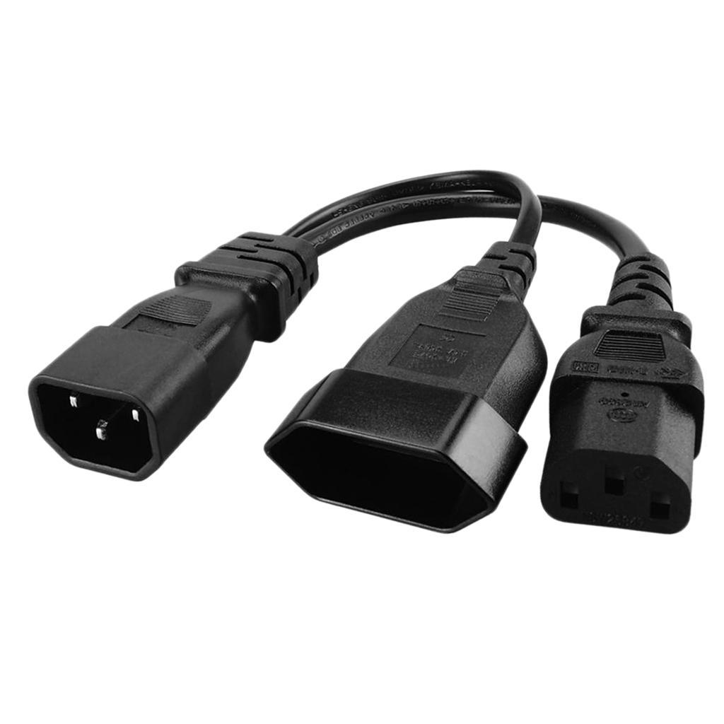 3xIEC 3Pole C14 Male to C13 & Euro 2 Pin Female 2 in 1 Y Split Power Cord 25CM