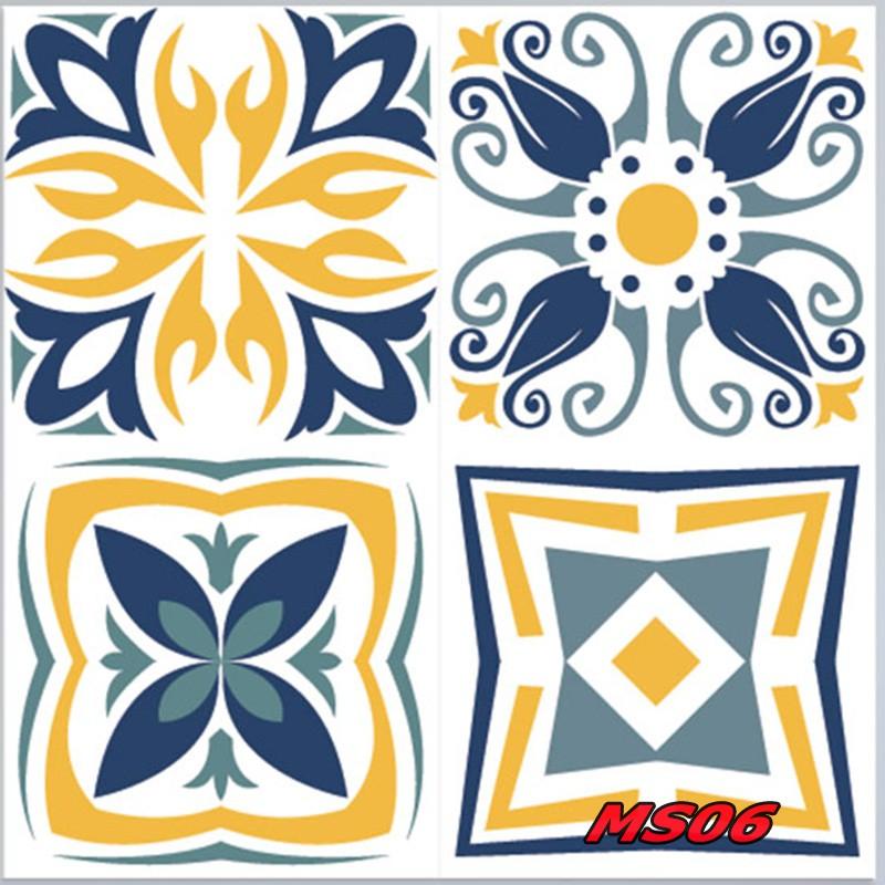 DECAL GẠCH BÔNG CỔ 20X20CM, SET 36 Ô CÓ SẴN