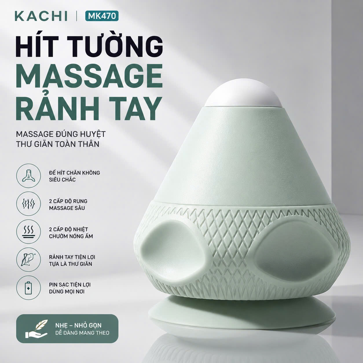 Máy Massage Cổ Vai Gáy Hít Tường Kachi MK470 - Bóng massage huyệt đạo lưng vai - hàng chính hãng