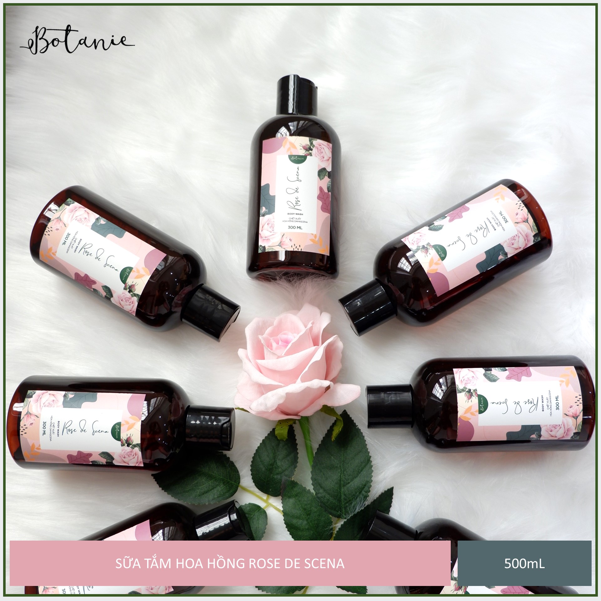 Sữa tắm cao cấp Rose de Scena 500ml - Hoa hồng Damascena - Bulgaria - Dịu nhẹ, dưỡng da mịn màng