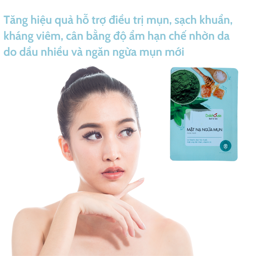 Mặt nạ ngừa mụn thảo dược thiên nhiên Dalahouse - Bịch 10gr cho 1-3 lần đắp. Ngừa mụn, sáng da, refresh da mặt của bạn