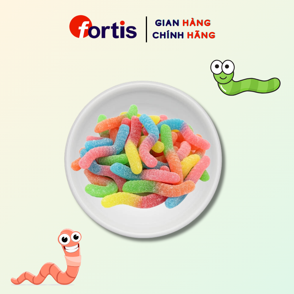 Kẹo dẻo Fini Jelly Worms Sâu chua 90g Vị Trái Cây