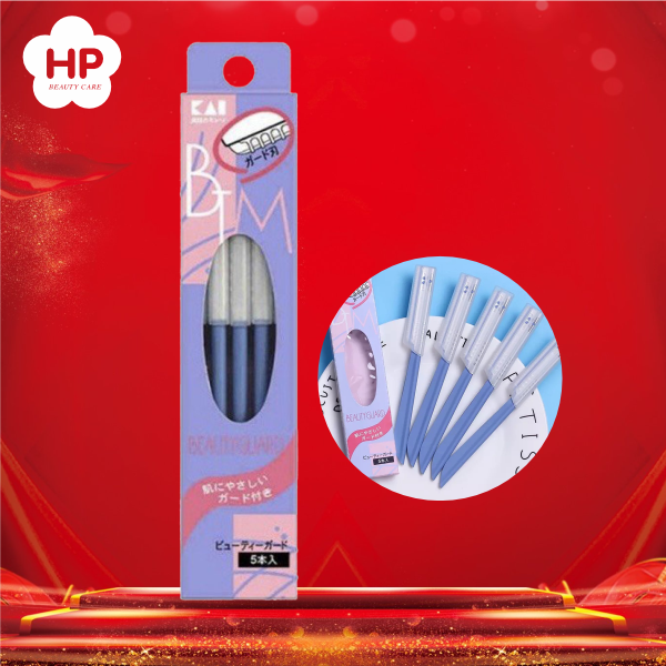 Dao Cạo Lông Mày Lưỡi Thép Có Màng Bảo Vệ Dành Cho Nữ Kai Kazor BTM Beauty Guar 00661 (Set 5 Cây)