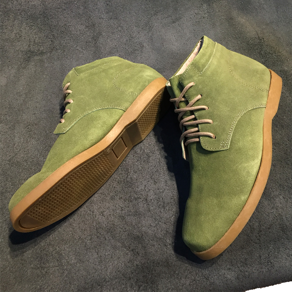 Giày nam cao cổ buộc dây da bò lộn cao cấp màu xanh  Olive 1929 Sr7 - Giày boots nam cao cổ buộc dây