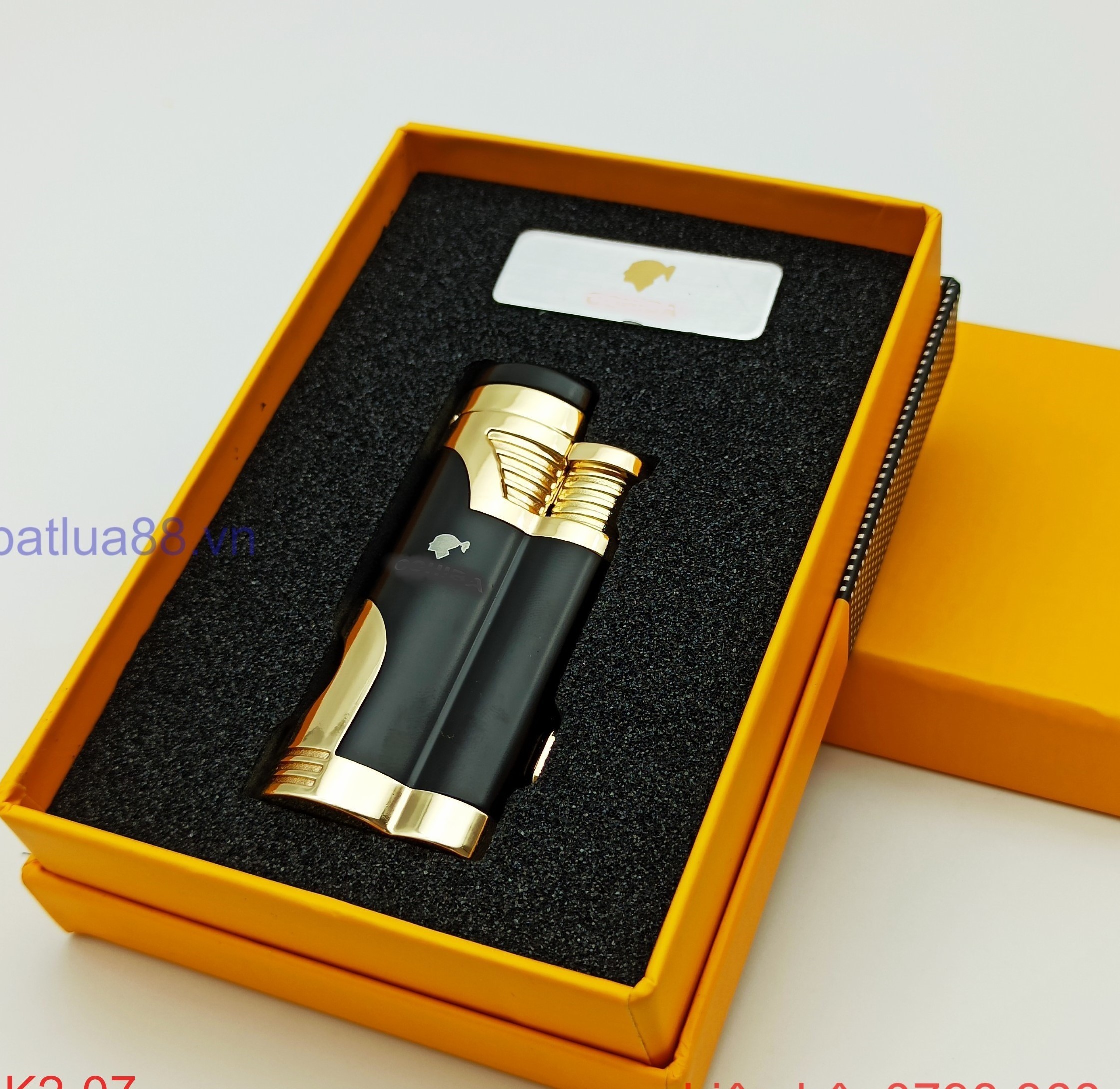 Hộp quẹt Bật Lửa Khò 2 tia nhiều mầu dùng gas cao cấp, lửa bền bỉ K2-07