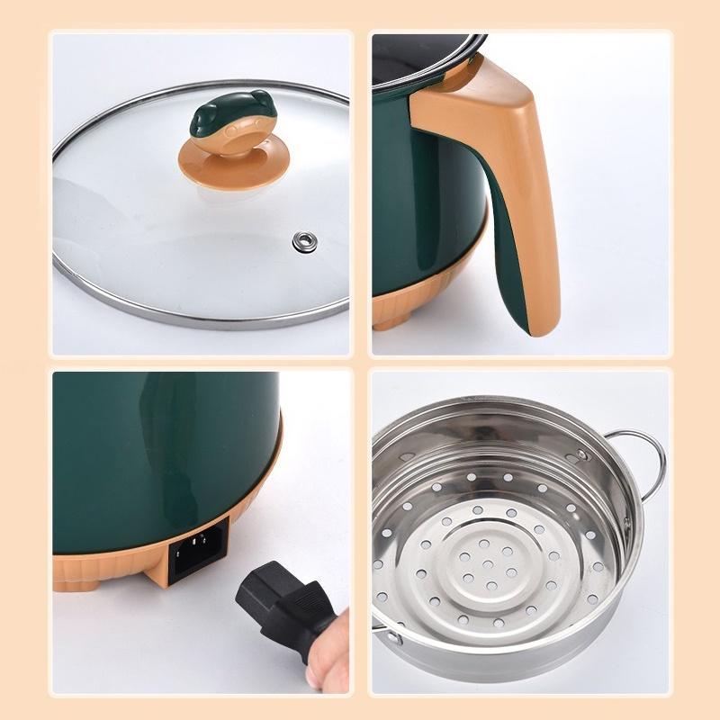 Nồi điện mini 2 tầng LISHIDAI cho 1-2 người ăn - Chiên, xào, luộc, nấu cơm tặng kèm khay hấp inox