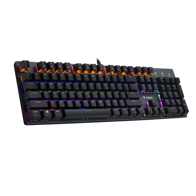 Bàn Phím Gaming Cơ RAPOO Mỗi Phím Đèn Riêng, Khung Kim Loại, Dây Nylon Dù - V500SE - Hàng Chính Hãng