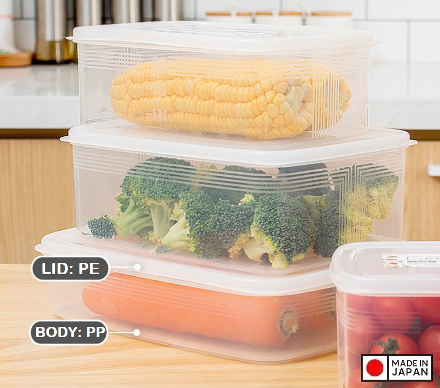 Hộp đựng/cất bảo quản thực phẩm + 01 Rổ nhựa 2 lớp cao cấp - Hàng nội địa Nhật Bản.