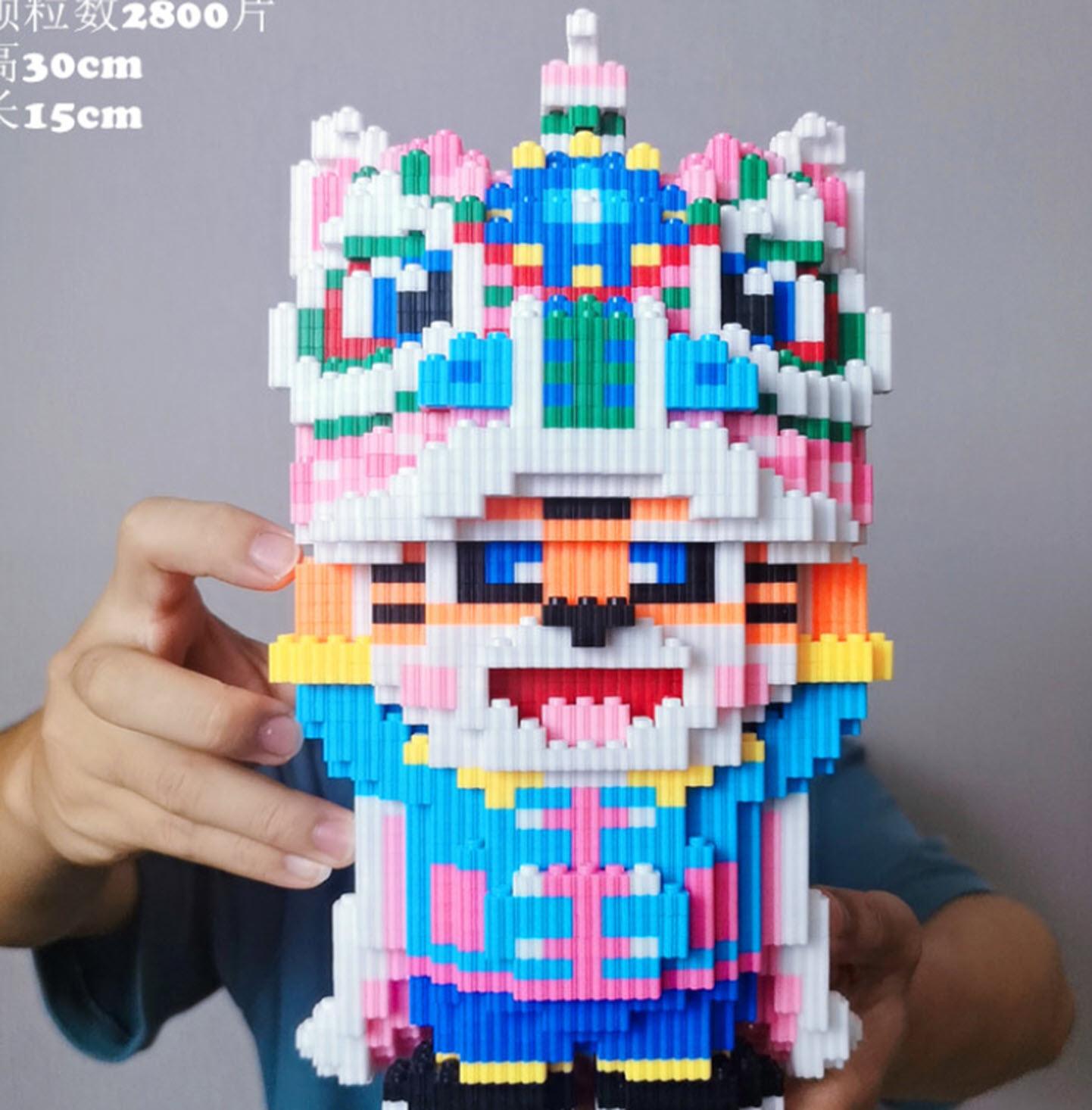 Đồ chơi trẻ em lắp ráp chú mèo Đội Múa Lân , Hổ Múa Lân , mèo thần tài , Pikachu lân dễ thương