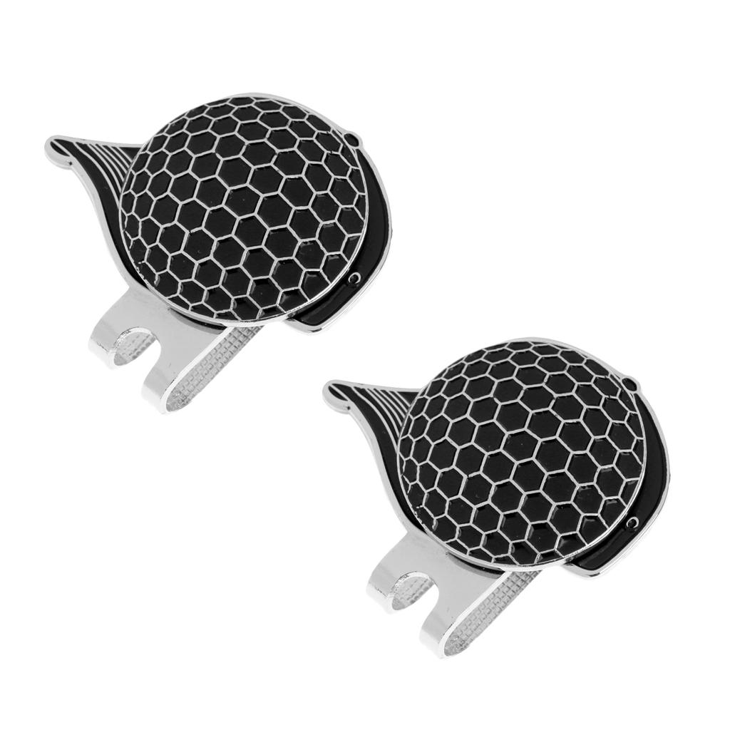 2 Sets of Fashion Cap Stainless Steel Golf Hat Clip Magnetic with Ball Marker