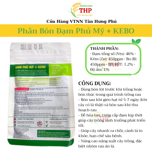 Phân Bón Đạm Phú Mỹ + KEBO | PHÂN BÓN CHUYÊN RAU ĂN LÁ | PHÂN BÓN | TÚI 200G