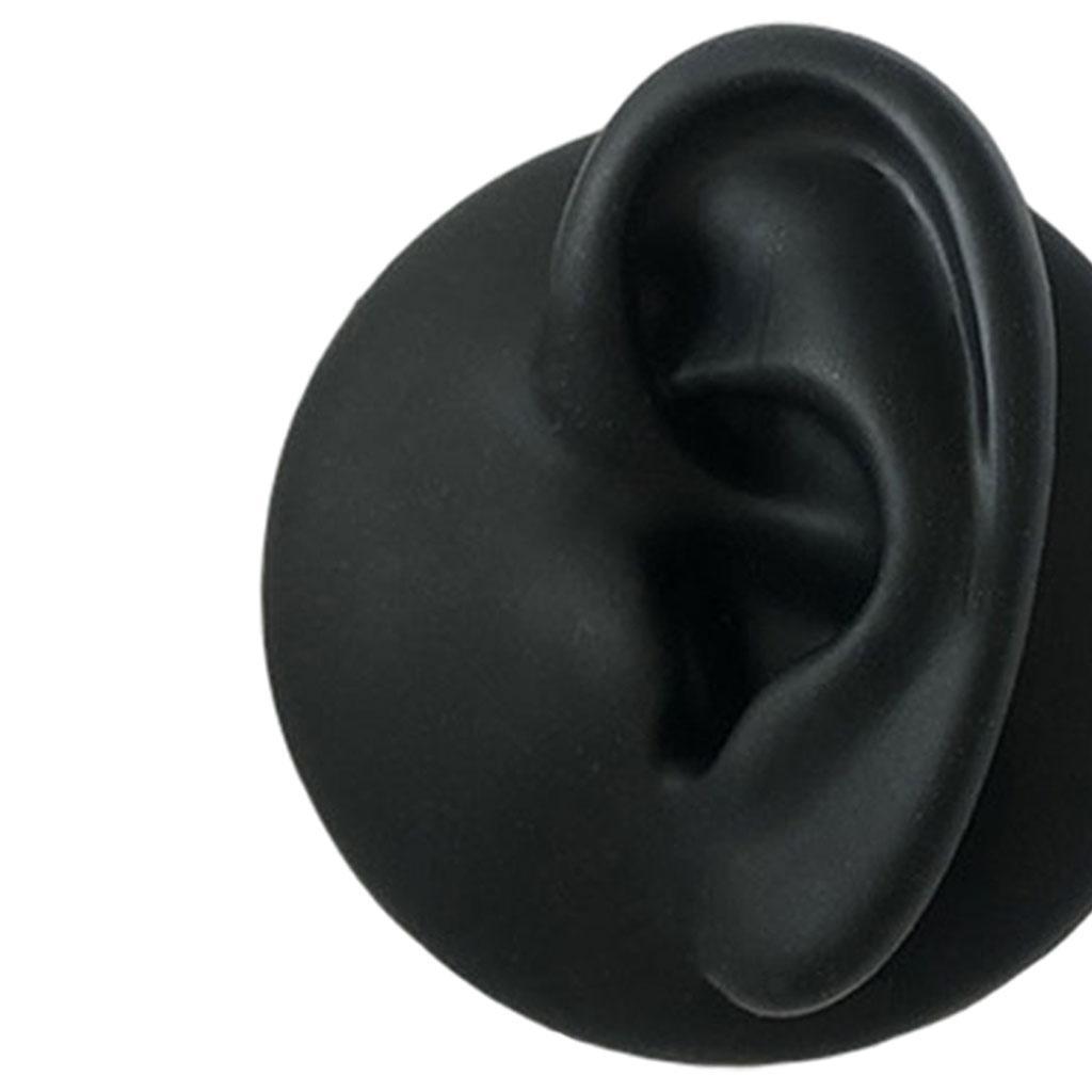 2X Simulation Ear Model Silicone for Jewelry Display Asmr Sleep Left Ear Black