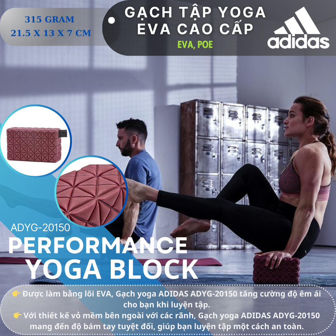 Gạch Tập Yoga Chính Hãng ADIDAS ADYG-20150 Eco Yoga Block (1 Viên) - Gối Tập Yoga, Dụng Cụ Yoga