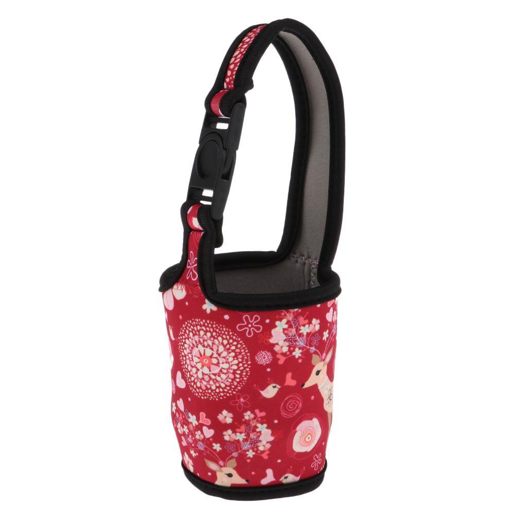 2Pcs Water Bottle Tumbler Carrier Bag Cover Holder Protective Pouch with Hand Strap Buckle - Red