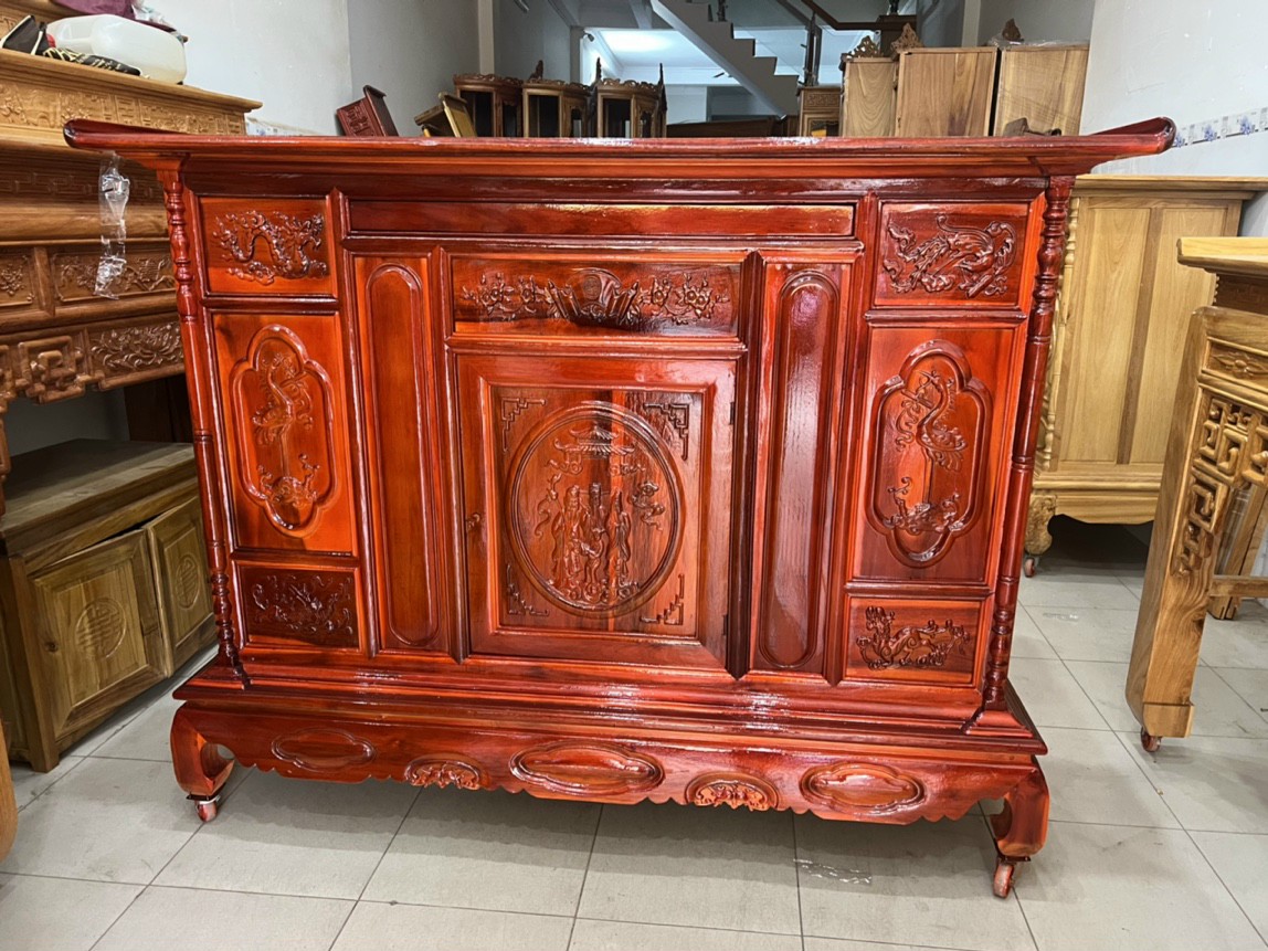 TỦ THỜ GỖ TRÀM PHÚC LỘC THỌ NGANG 175 CM, BÀN THỜ GỖ,BÀN THỜ PHẬT