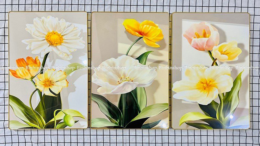 TRANH TRÁNG GƯƠNG - TRANH TREO TƯỜNG HOA POPPY - TRANH TREO PHÒNG KHÁCH SANG TRỌNG