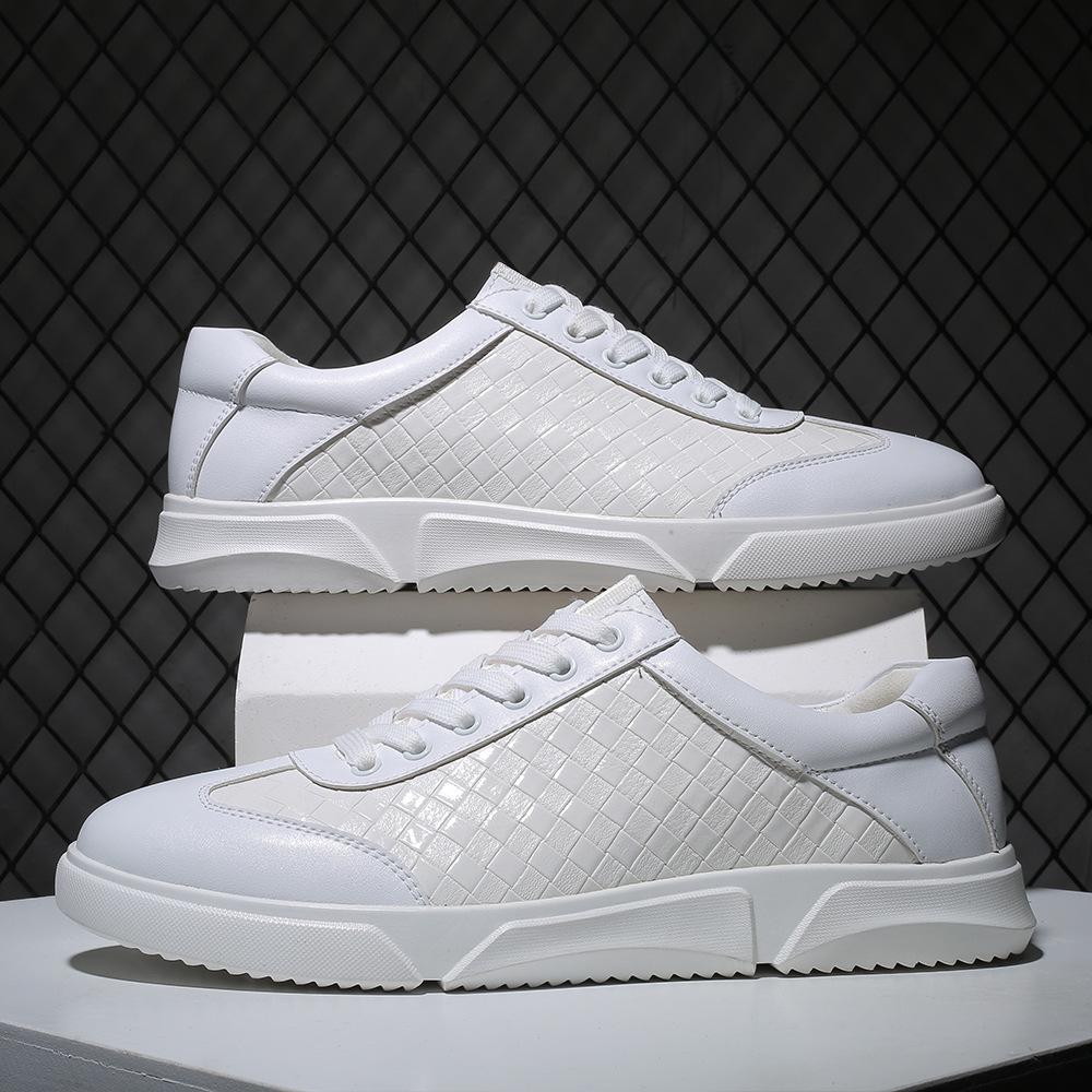 Overseas new men's large size casual shoes fashion trend wild white shoes leather shoes Korean men's shoes