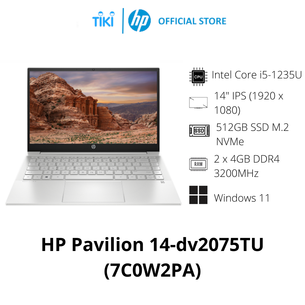 Laptop HP Pavilion 14-dv2075TU 7C0W2PA (i5-1235U/RAM 8GB/512GB SSD/Intel Graphics/14"FHD/ Windows 11/Warm Gold) - Hàng Chính Hãng