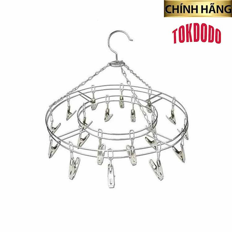 Móc Treo Quần Áo, Móc Phơi Đồ Trẻ Em Inox Kẹp Chống Rơi Kiểu Tròn 20 Kẹp Thương Hiệu TOKDODO