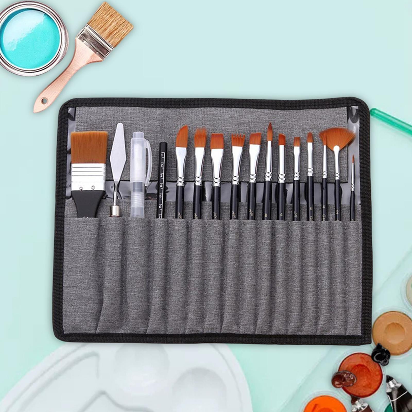 Artist Paint Brush Set Wood Handle Nylon Brushes