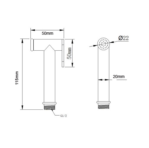 Bộ xịt vệ sinh đồng mạ chrome 01-dây xịt 3 lớp tăng áp