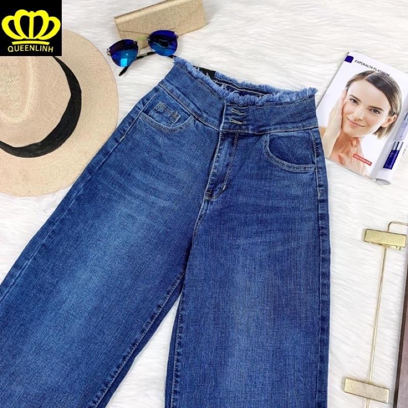 Quần bò nữ,quần jeans ống rộng lưng cao, vải bò dày dặn chuẩn Qc shop cam kết chất lượng 100%