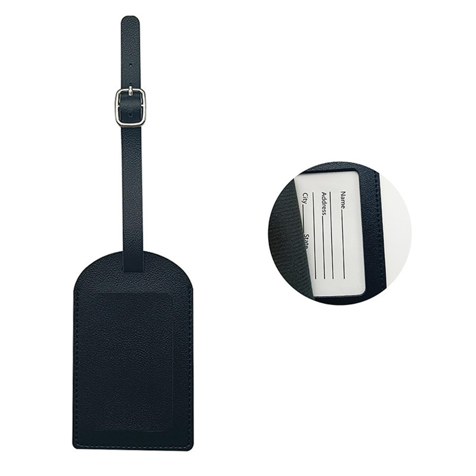 PU Leahter Luggage Tags Travel Accessories Suitcase Tags Privacy Backpack Black