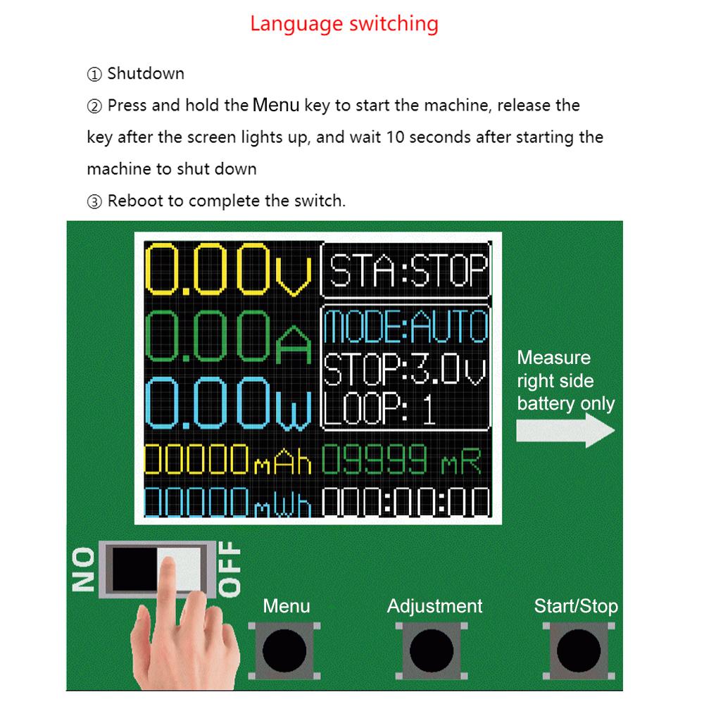 18650 Lithium Battery Capacity Tester 1.77inch Display Internal Resistance Measurement Module Type-C Interface with Battery Capacity Division and Running Cycle Function