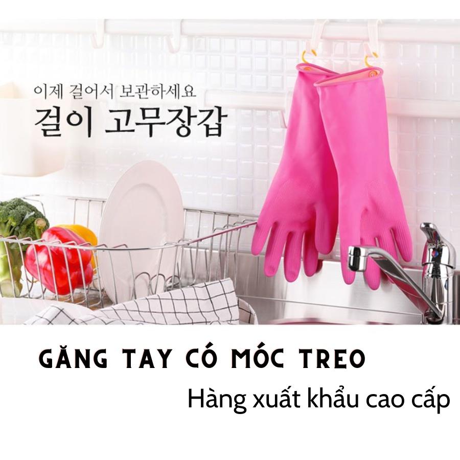 Bộ 4 Đôi Găng Tay cao Su Tự Nhiên Hàn Quốc Có Móc 38cm