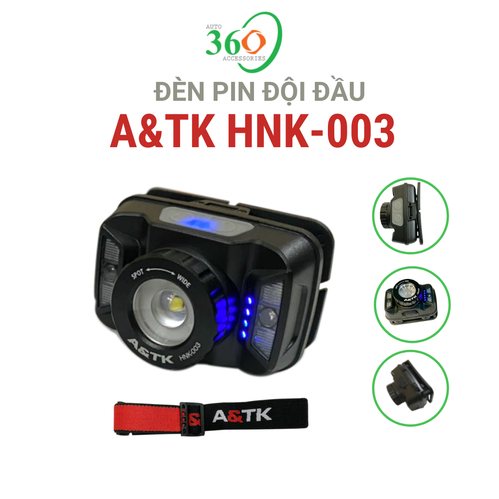 Đèn Pin Đội Đầu A&amp;TK HNK-003, Đèn Pin Đội Đầu Siêu Sáng 5 Chế Độ, Cảm Biến Chuyển Động, Chống Nước