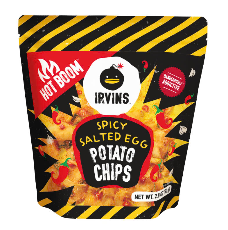 Khoai tây trứng muối cay Hot Boom Spicy Salted Egg Potato Chips 80g IRVINS