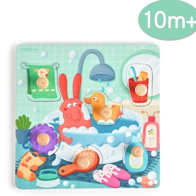 Bảng ghép hình chữ cái, số , đồ vật và thức ăn nam châm Mideer wooden peg puzzles