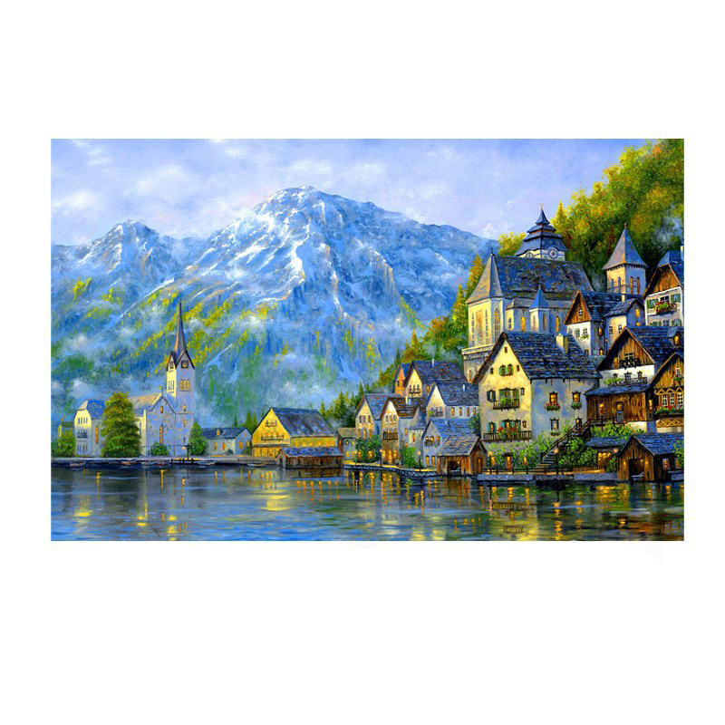 Bộ Tranh Ghép Xếp Hình 1000 Pcs Jigsaw Puzzle Tranh Ghép (75*50cm) Snow Mountain Town Bản Đẹp Cao Cấp