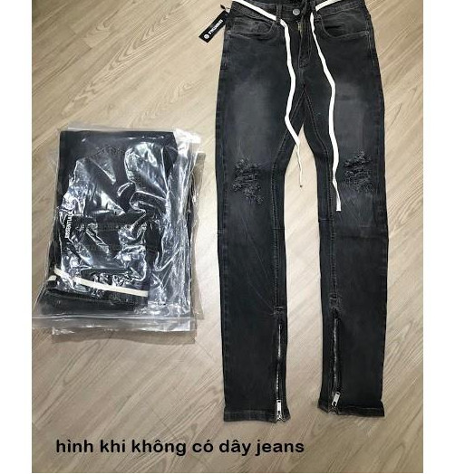 QUẦN JEANS NAM XÁM ĐẬM RÁCH GỐI ZIPPER SIÊU ĐẸP (ảnh thật 100% tự chụp