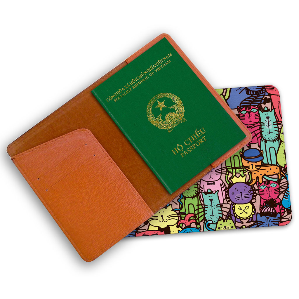 Bao Da Hộ Chiếu Du Lịch MÈO SẮC MÀU - Passport Cover - Đa Năng Tiện Lợi - Trẻ Trung - Độc Đáo - Ví Đựng Passport Và Phụ Kiện Cute - PPT150