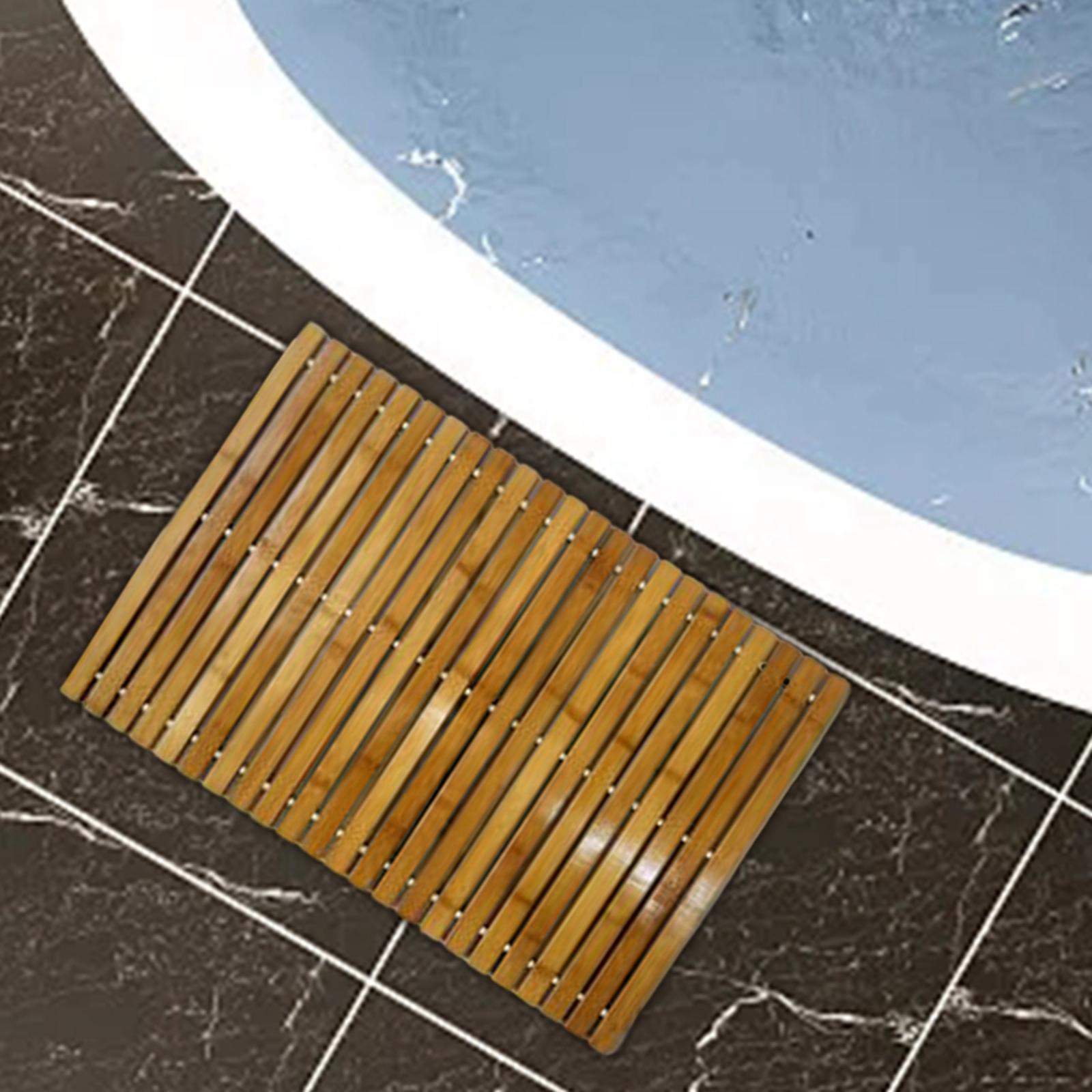Bamboo Bath Mat Bathmats Non Slip Waterproof Floor Mat for Bathroom Pet Mat