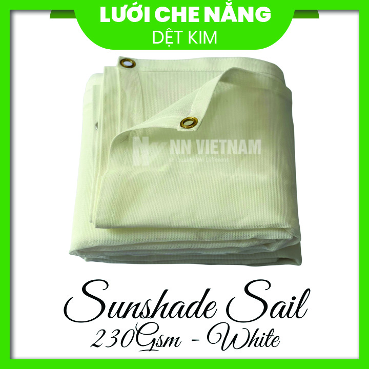 phẩm Lưới che nắng  HÀNG CAO CẤP  may viền khuy sẵn dùng che mát sân vườn, ban công - Màu trắng, kích thước 2mx5m