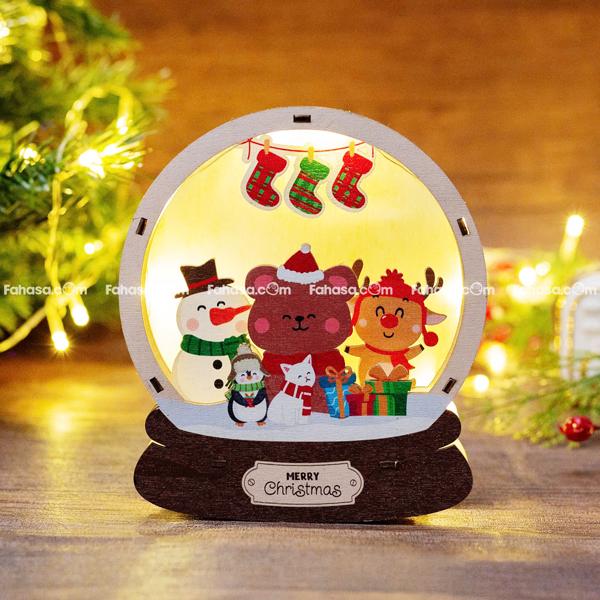 Đèn Gỗ Trang Trí Giáng Sinh - Bách Mộc - Quả Cầu Gấu Nâu