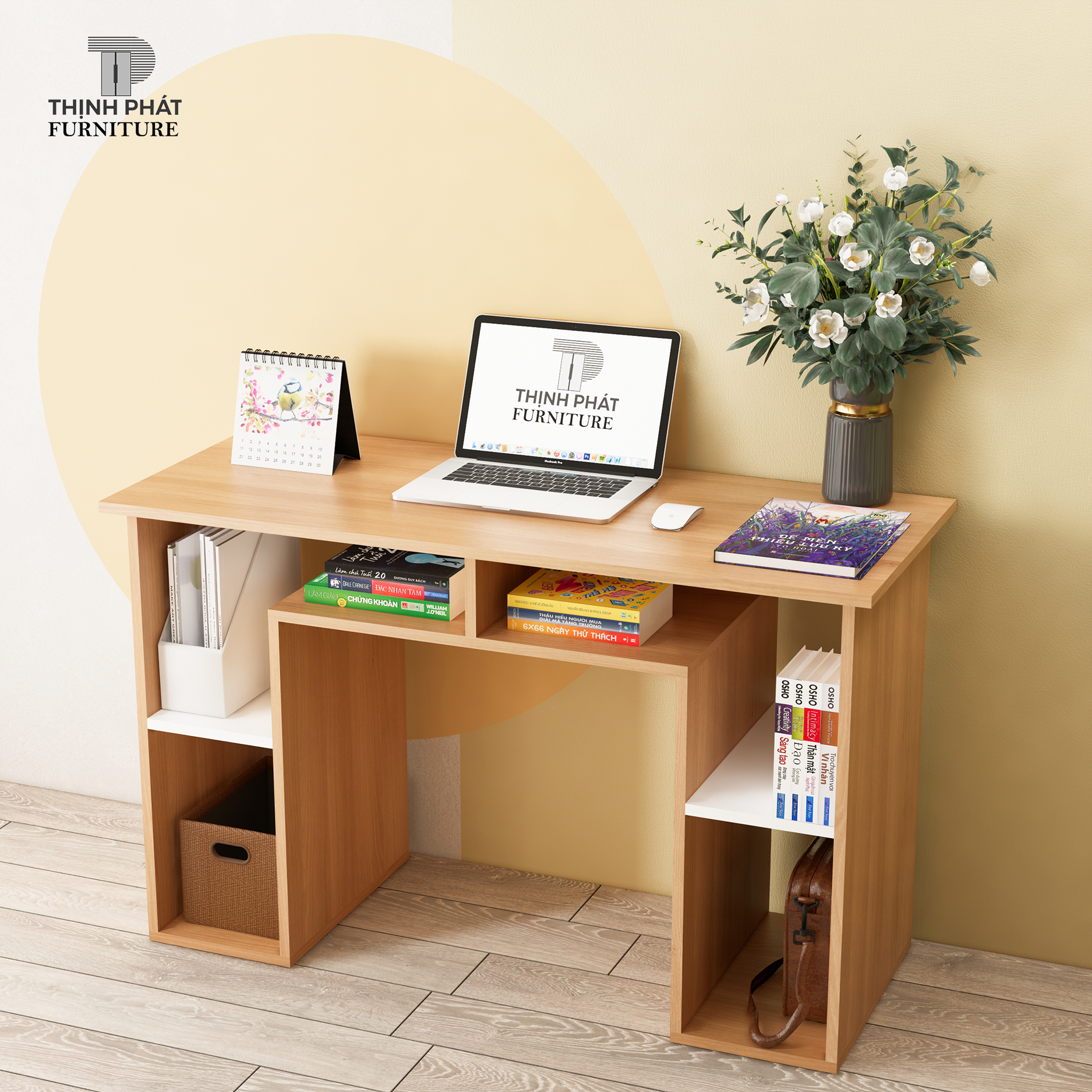 BÀN LÀM VIỆC – BÀN HỌC NHIỀU TẦNG KỆ SÁCH THỊNH PHÁT FURNITURE BLV-TP06