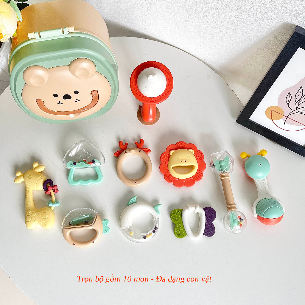 Set 10 Đồ Chơi Xúc Xắc, Gặm Nướu Cho Bé -Dumoon 10 Chi Tiết An Toàn Tiện Dụng
