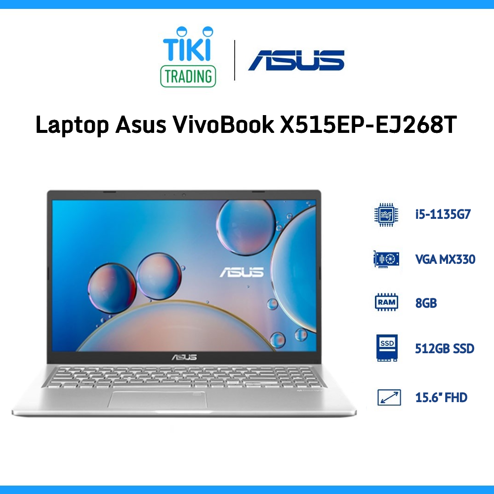 Laptop Asus Vivobook X515EP-EJ268T (Core i5-1135G7/ 8GB DDR4/ 512GB SSD/ MX330 2GB/ 15.6 FHD/ Win10) - Hàng Chính Hãng