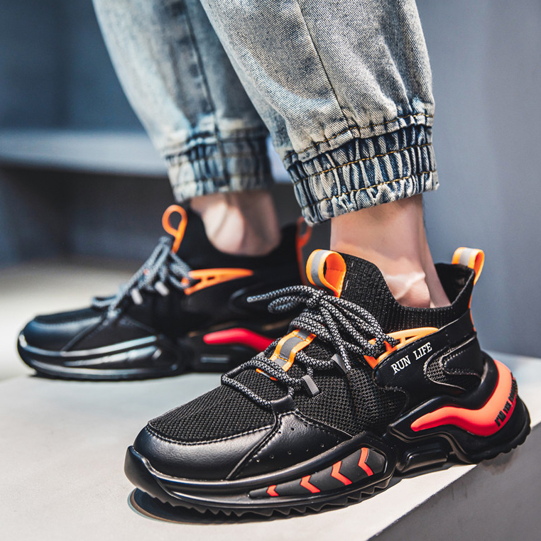 Giày Thể Thao Nam GEMI- Giày Sneaker Màu Trắng - Đen - Xám. Giày Thể Thao Họa Tiết Dấu Phẩy Đơn Giản - G5205