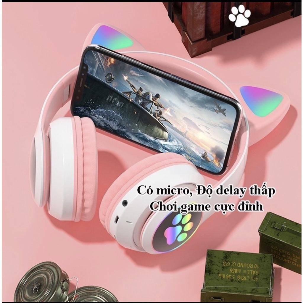 Tai Nghe Mèo Bluetooth , Headphone Dễ Thương Có Mic,Âm Bass Mạnh Mẽ Và Dung Lượng Pin Khủng 400mAh casealpha