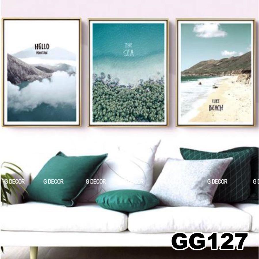 Tranh treo tường canvas 3 bức phong cách hiện đại Bắc Âu 125, tranh anime trang trí phòng cho bé, phòng khách, phòng ngủ