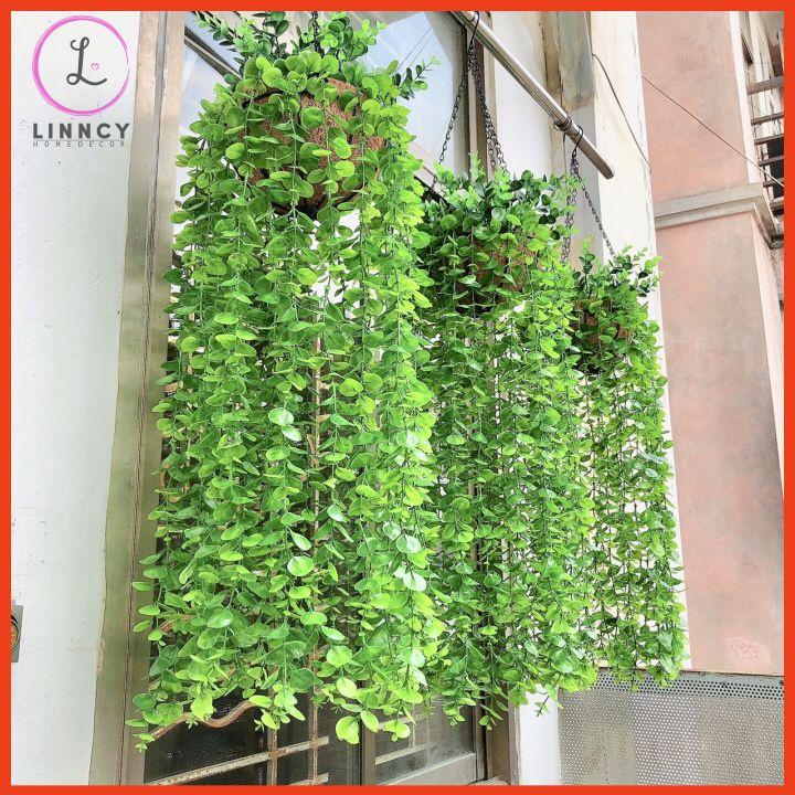 Hoa giả, giỏ lá nhân tạo rũ dài 80cm trang trí ban công, cửa sổ, mái hiên, trang trí sân vườn, văn phòng, lớp học